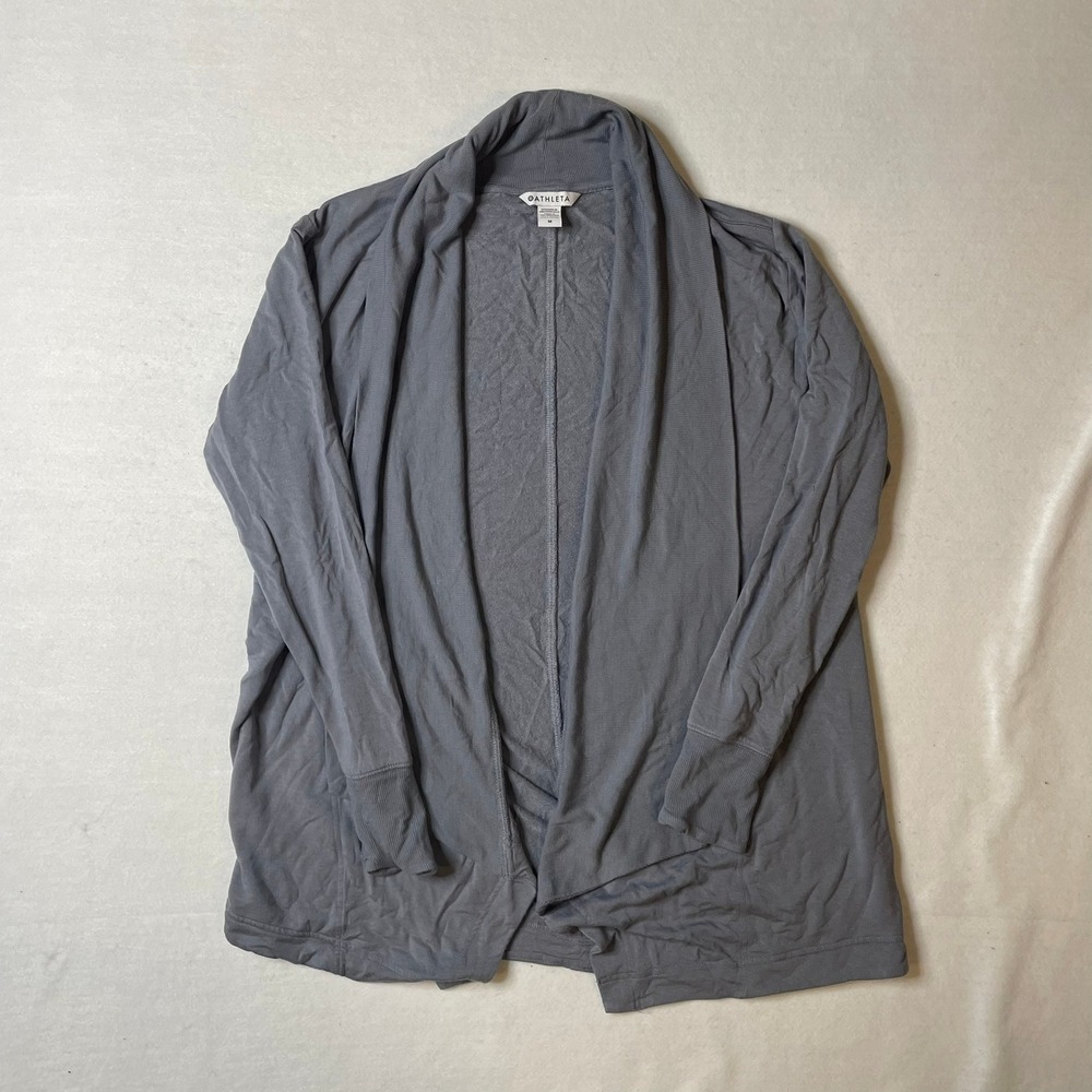 Athleta Gray Open Front Cardigan Sweater Medium Womens Cozy‎ Knit Lounge